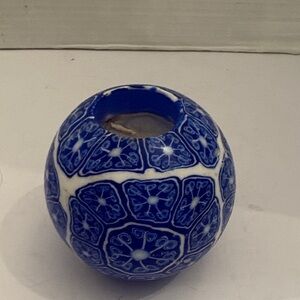 Elegant Blue and White Spherical Candle